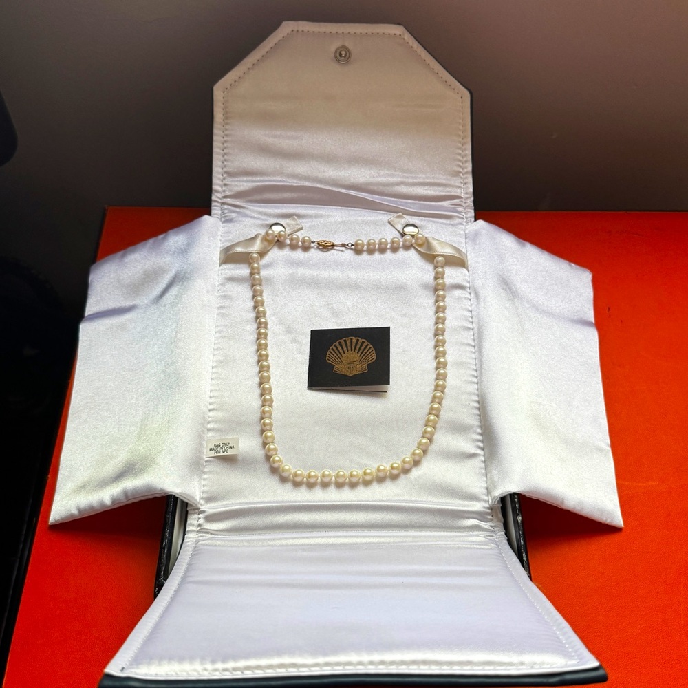 Vintage Akoya Cultured Pearl Necklace - 18 Inch with 18K Gold Clasp
